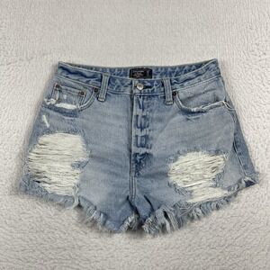 Abercrombie &‎ Fitch Jean Shorts Womens 27/4 A&F Denim Distress Annie High Rise
